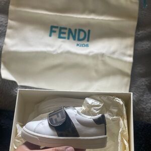 Fendi Kids White and Black Sneakers